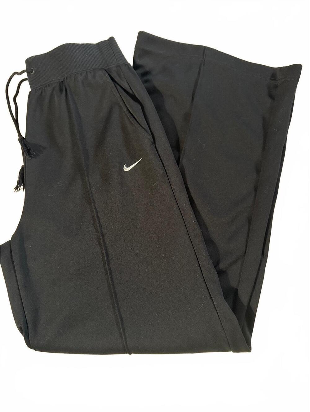 Nike Womens Black Athletic Pants Size M with Drawstring Waist and Side Pockets